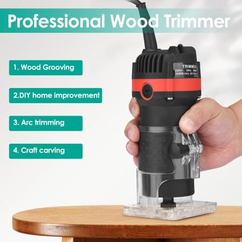 Woodworking Wood Router 15PCS Milling Cutter Sets Electric Trimmer 30000 RPM for Wood Slotting,Arc Trimming,Process Carving
