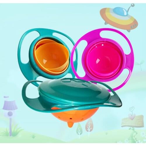 Gyro Bowl Design Children Rotary Balance Novelty Gyro Spill-Proof Solid Feeding silicone plates Dishes baby products feeding