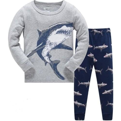 Baby Animal Pyjamas Children Cotton Nightwear for 2-7Years Brand New Boys Dinosaur Shark Pajamas Kids Cartoon Fashion Sleepwear