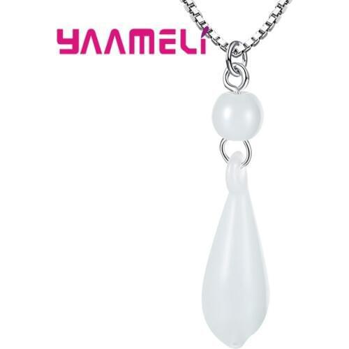 Elegant White Opal Magnolia Flower Charms Pendant Necklaces Fine 925 Silver Jewelry for Women Dreamy Wedding Party Choker