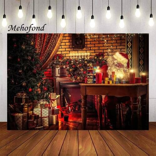 Mehofond Photography Background Christmas Fireplace Santa Indoor Family Holiday Party Kids Portrait Decor Backdrop Photo Studio