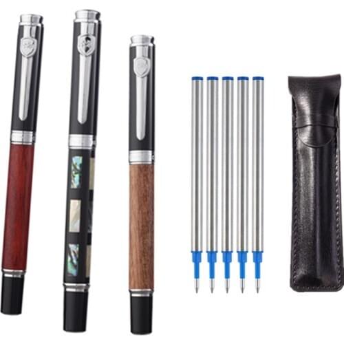 JINHAO 8802 GIFT Roller Ball Pens NEW fashion Rosewood Walnut wood color silver Stationery Office school supplies Writing