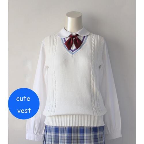JK uniforms pullover sweater vest girls cute pure white water blue purple collar sweater vest