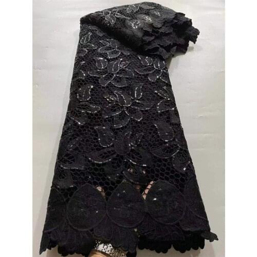 African Cord Lace Fabric Nigerian Lace Fabric 5 Yards Milk Silk Lace With Sequins Water Soluble Lace For Wedding Party NI5463