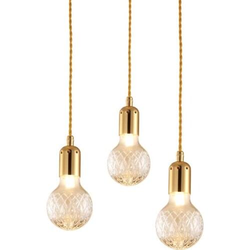 Minimalism Simple Creative Pineapple Ball Pendant Lamp Luxury Nordic Crystal LED Cloth/Coffee Shop Decorative Hanging Light