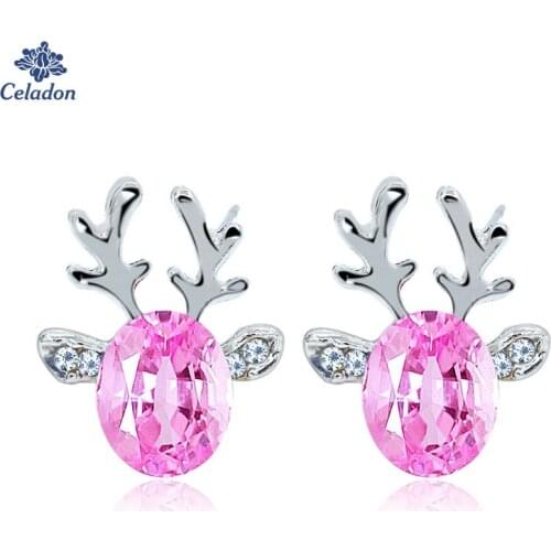 Fashion Jewelry High Quality Zircon Crystal Earrings New luxury Christmas Reindeer Antlers Shape Stud Earrings Hot Sale