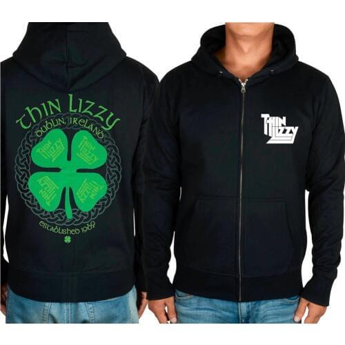 14 Styles Clover Thin Lizzy Rock hoodies winter jacket men punk metal zipper sweatshirt fleece sudadera Rocker Outerwear