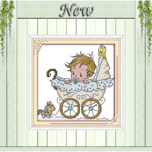 Baby on the babys car diy painting decor Counted print on canvas 14CT 11CT Chinese Cross Stitch Needlework kits Embroidery Sets