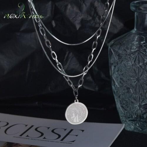 Nextvance Triple Queen Necklace Stainless Steel Round Pendant Necklaces For Women Men Couple Gift Dropshipping Jewelry Gift