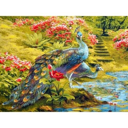 Peacoc Full Diamond Mosaic 2020 Square Diamond Painting New Arrival Flower Animal Home Decoration Rhinestones Pictures