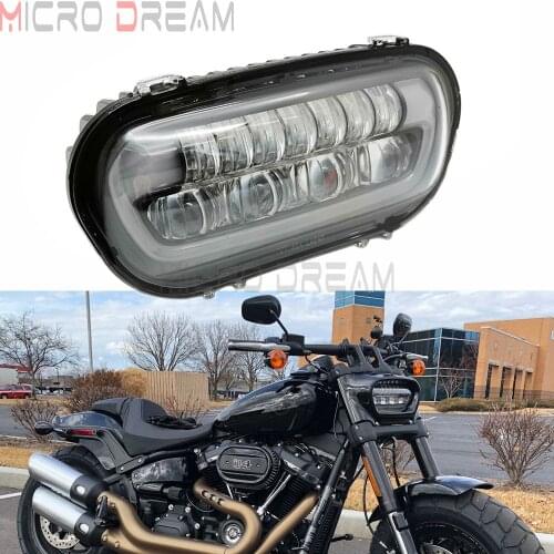 Motorcycle 9.8" LED Headlight Assembly Hi&Lo Beam White DRL Front Head Lamp For Harley Softail Fat Bob 114 FXFB FXFBS 2018-2020