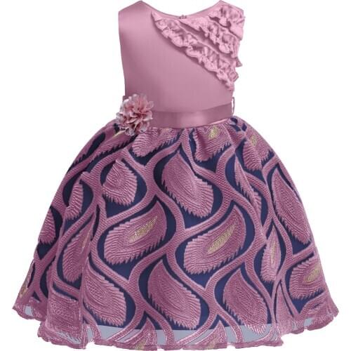 2021 Girl Embroidered Flower Princess Dress Sleeveless Evening Dresses Prom Party For Teen 2-10 Yrs Old Birthday Wedding Costume