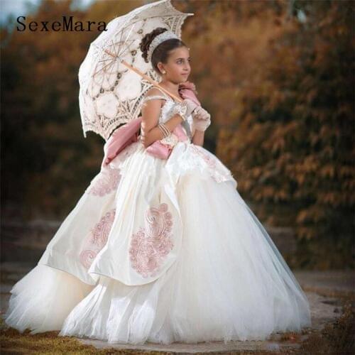 Little Princess Pageant Gown Flower Girl Dresses for Wedding Embroidery Kids Party Prom Dress Custom Made
