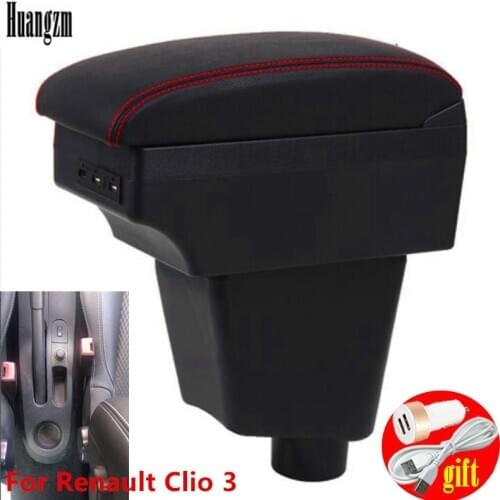 For Renault Clio 3 Captur Armrest box central Store content For Renault Clio Armres box with USB interface