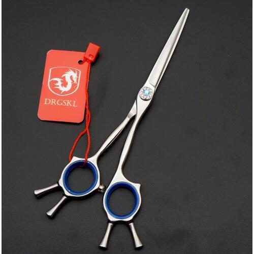 DRGSKL 440c High-end hair scissors, personality 6.0 inch professional hair hairdressing scissors barber cut shears + bag