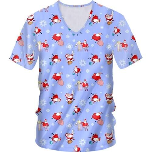 IFPD EU Size Christmas Mens New 3D Printed Santa Claus Gift V-neck T-Shirt 6XL Personality Plus Size Xmas Party Funny Tshirts