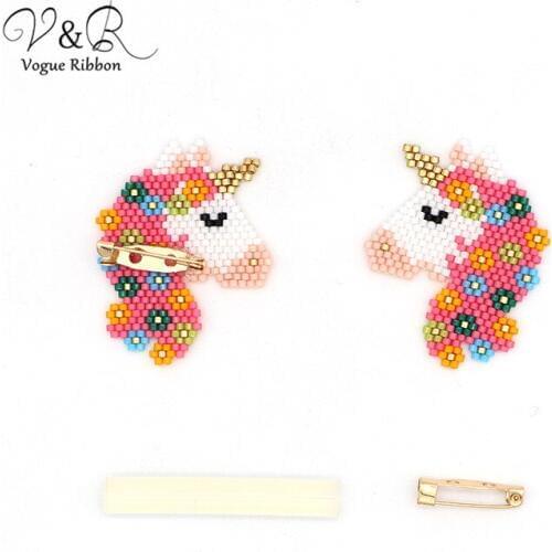 DIY Handmade Jewelry Making Seed Bead Unicorn Charms Pendants for Brooch Pin Components Decoration Fashion Accessories Gifts