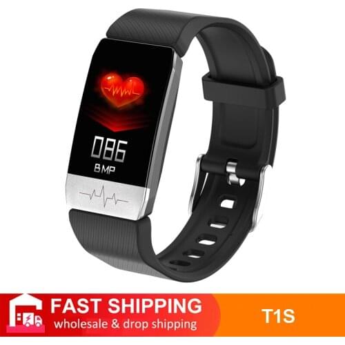 T1S Smart Watch Band Bady Temperature Measure ECG Heart Rate Blood Pressure Monitor Weather Forecast Drinking Remind Wristband