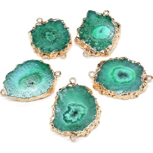 Natural Stone Double hole Connectors Irregular Agate Pendant for jewelry making DIY necklace bracelet accessories 15x20-20x30mm