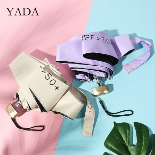 YADA 2021 Luxury UPF50+ 6K Umbrellas Rainy Pocket Light 5 Folding Umbrella For Women UV Mini Small Flat Handle Umbrella YS200091