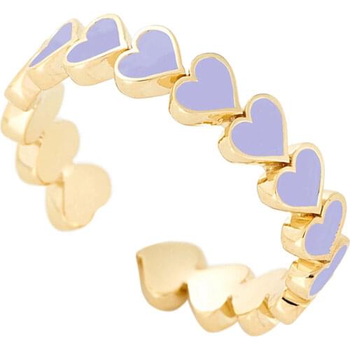 Aide 925 Sterling Silver Enamel Heart Surrounded Lovely Stacking Rings for Women Fine Gold Rings for Best Friend Cute Heart Ring