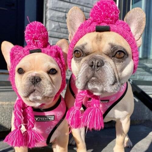 Winter Dog Hat Knittied Pet Hats Dog Accessories French Bulldog Chihuahua Woolen Puppy Hat Headwear For Small Medium Large Dogs