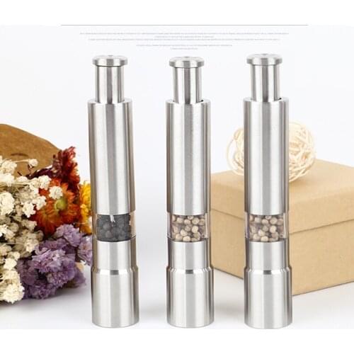 1PC Hot Sale Manual Stainless Steel Thumb Push Salt Pepper Spice Sauce Grinder Mill Muller Stick Kitchen Tools Accessories L*5