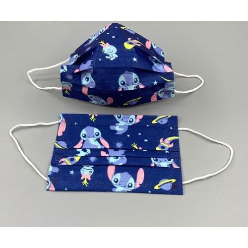 10/20/30/40/50/100Pcs Disney Kids Stitch Mask Cartoon Child Anime Print Face Mask 3-Layer Protective Breathable Non-Woven Fabric