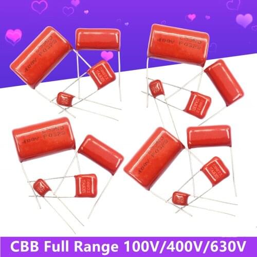 10PCS CBB Capacitance 100V 400V 630V 1UF 4.7UF 470NF Cbb Full Range Polypropylene Film Capacitor 103 104 105 224 333 472 474J