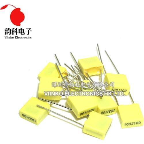 100pcs Polypropylene Safety Plastic Film 100V 1nF ~ 470nF 100nf 220nf 10nf 47nf 22nf 1nf 0.47uf 0.1uf Correction capacitor