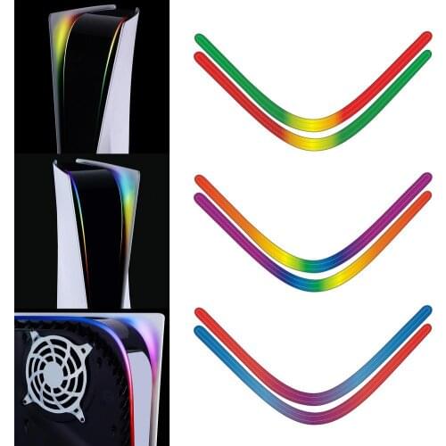 2PCS Decal Cover For PS5 Disc/digita Version Rainbow Gradient Sticker Protective Sticker Self Adhesive Decals Lightbar For PS5