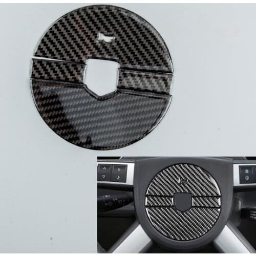 4pcs/Set Carbon Fiber Black Car Steering Wheel Logo Panel Cover Trim Fit for Dodge Challenger 2008 2009 2010