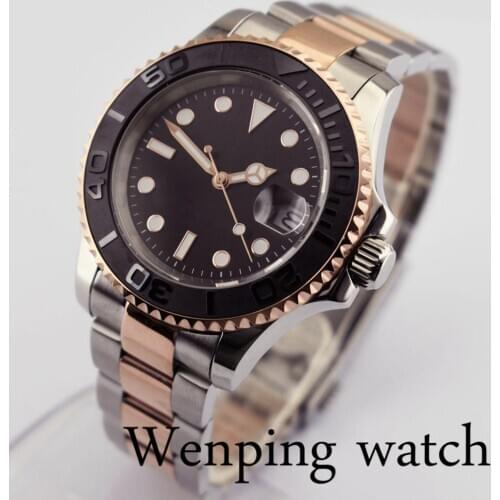 40mm Mens Sterile Top Luxury Watch Sapphire Glass Ceramic Bezel Black Dial Luminous Mark NH35 Movement Automatic Watch