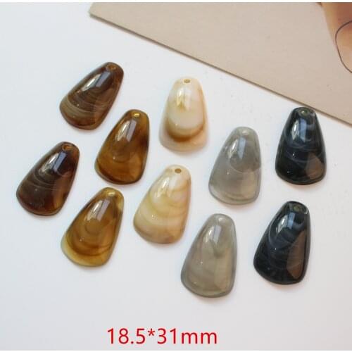 New style 50pcs/lot color print geometry irregular ladder-shaped resin flatback beads with holes diy jewelry earring accessory