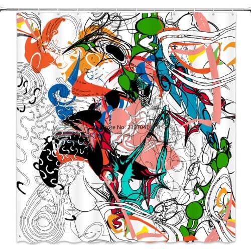 Abstract Modern Painting Shower Curtain Colorful Bathroom Waterproof Polyester Fabric Shower Curtain 180 x 180 CM