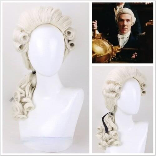 Lawyer Judge Pianist Music Performance Wig Cosplay Baroque Beige Curly Colonial Historical Costume Wig Halloween Cosplay Props