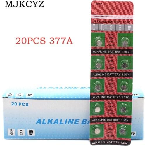20pcs / 2cards relógio bateria 377a AG4 cx66w 377a lr626 SR626SW sr66 button battery toy remote control camera