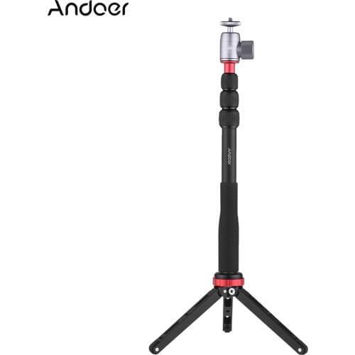 Andoer Ultimate 4-Section Extendable Selfie Stick with Mini Tabletop Tripod & Mini Ball Head for Canon Nikon DSLR ILDC Camera