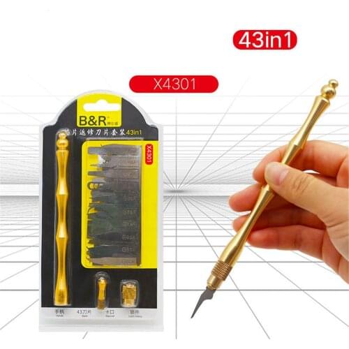 43 In 1 BGA CPU NAND Repair Knife Chip IC Remove Glue Disassemble Rework Blades +Titanium Alloy Handle