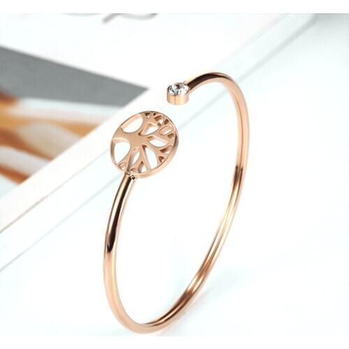 Leaf heart-shaped stainless steel bangles bracelet charm best friend bracelet charm female friendship zircon jewelry wholesale