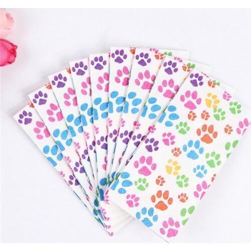 Casamento 20Pcs 3-Layer Color Footprints Wedding Paper Napkins For Decoupage Birthday Party Decoration Boda Supplies