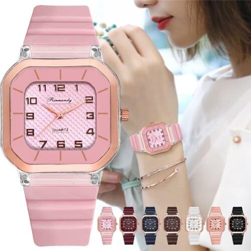 Square Women Fashion Watches Silicone Strap Sports Wrist Watch for Gift Clock Reloj Mujer Relogio Feminino