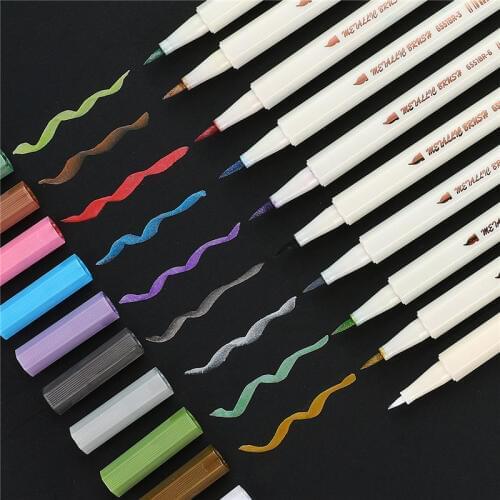 Colored STA Metallic Marker Pen School art supplies Scrapbooking Crafts Soft brush pen fineliner permanent Stationery 04312