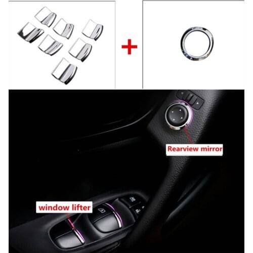 For Nissan Qashqai j11 X-trail T32 Almera Almera Sylphy Teana Tiida Chrome Car Window Lift Switch Button Cover Auto Accessories