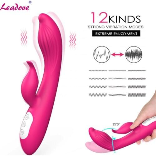 Dual Vibration Rabbit Dildo Vibrator USB Recharge G Spot Massager Vaginal Clitoris Stimulator Sex Toys for Adult Women ZD0374