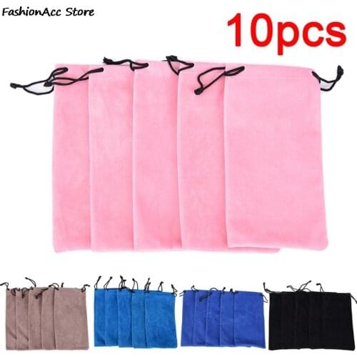 10pc Sunglasses Bag Portable Drawstring Eyeglasses Pouch Soft Delicate Glasses Cloth Bags Eyewear Accessories In Velvet Material