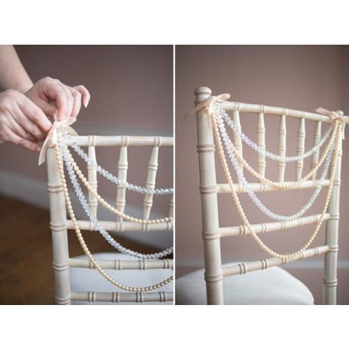Pearl and Acrylic Crystal Bead Garland for Wedding Chair Decoration Chiavari Chair Sash Chair decor 80pcs/lot Wedding supply