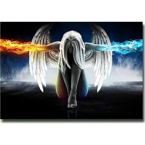 Picture of diamond "Angel With Fire-Ice Arms" mosaic painting cross stitch crystal round diamond sets decorative embroidery