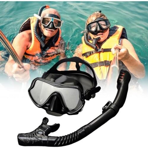 Snorkeling Set Silicone Skirt Panoramic Scuba Diving Mask Dry Snorkel for Adult with Mouthpieces Diving Masque Goggles