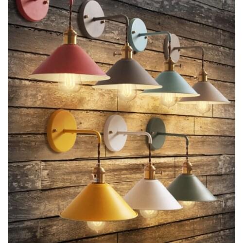 Creative Modern Wall LED Lamp Colorful Iron Wall Light Simple Nordic Lamps Livingroom Bedroom Bedside Study Cafe E27